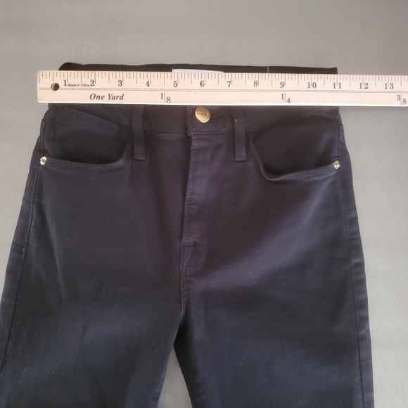 Frame Denim Le High Flare Black Jeans Stretch High Waisted Film Noir Size 24 - Picture 9 of 13